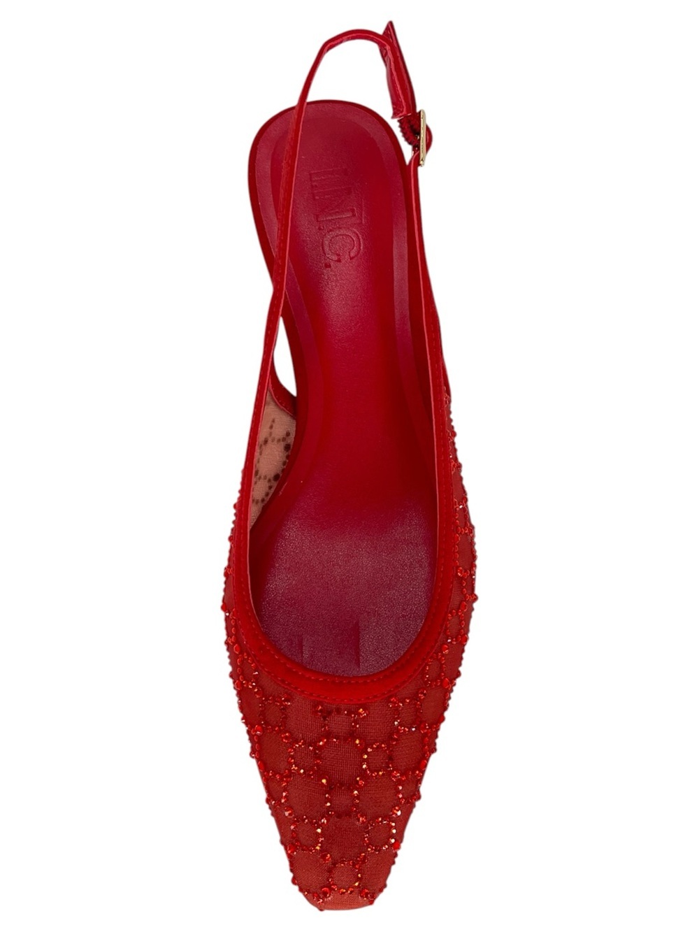 INC Gemini Red Rhinestone Slingback Low Top Womens Heels Size 7M - Picture 7 of 13